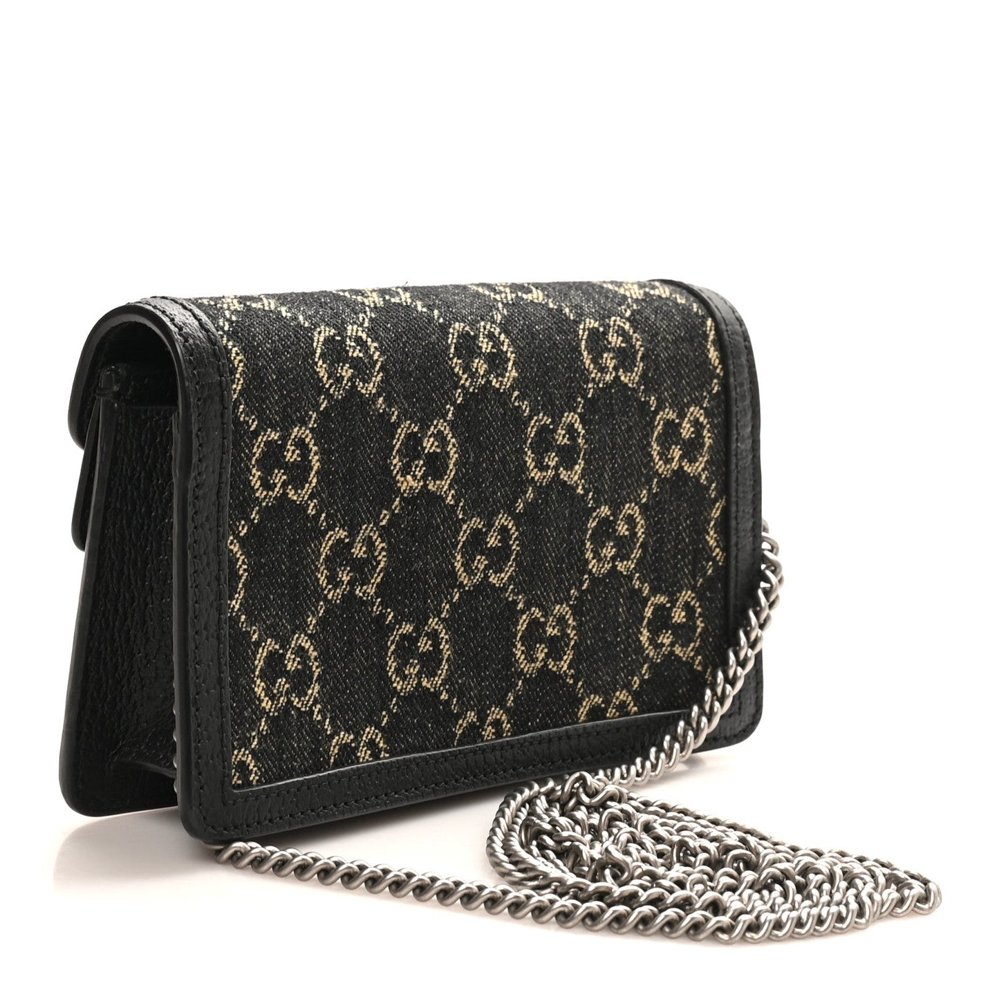 Jacquard Black Denim GG Monogram Super Mini Dionysus Shoulder Bag Black Ivory