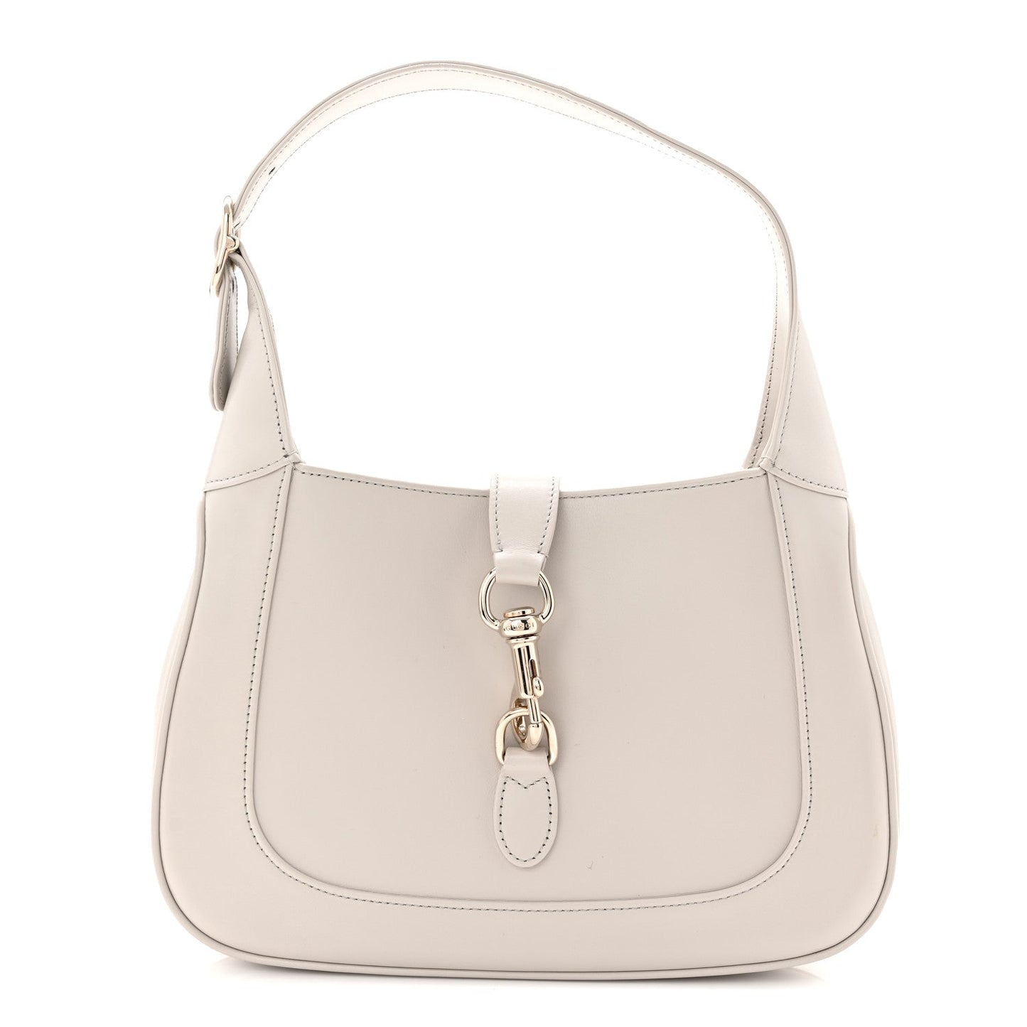 Ancora Calfskin Web Small Jackie Shoulder Bag Light Grey