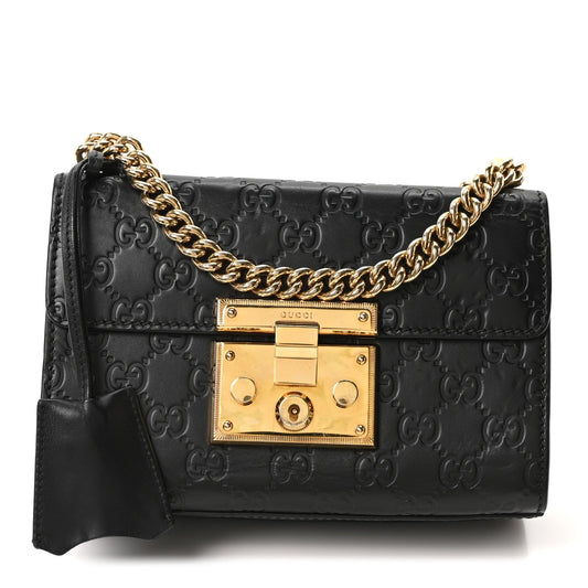 Guccissima Small Padlock Shoulder Bag Black