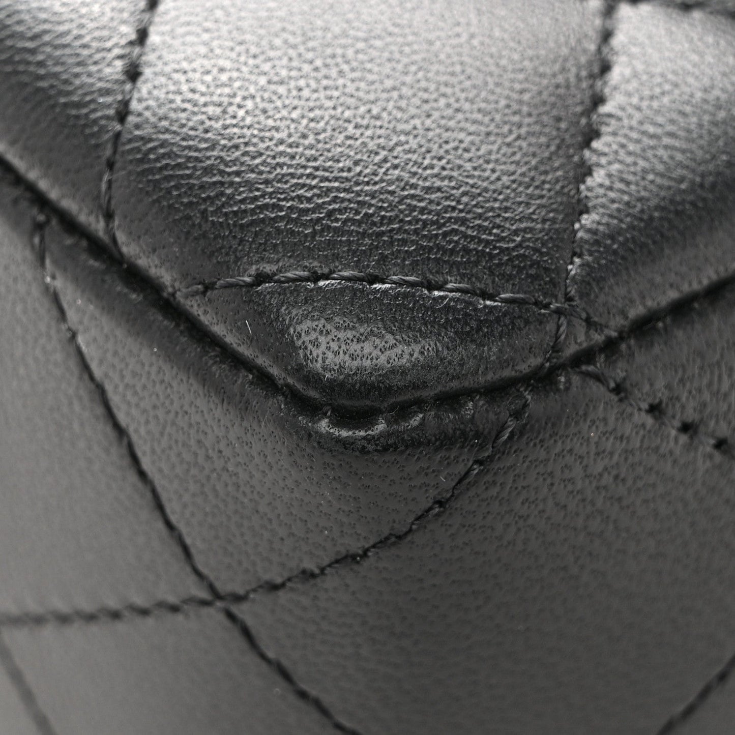 Lambskin Quilted Mini Rectangular Flap Black White