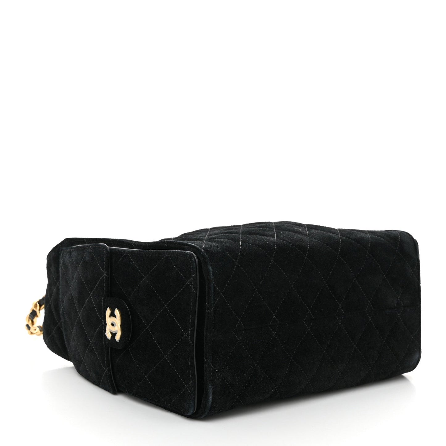 Suede Quilted Small Chanel 25 Handbag Black