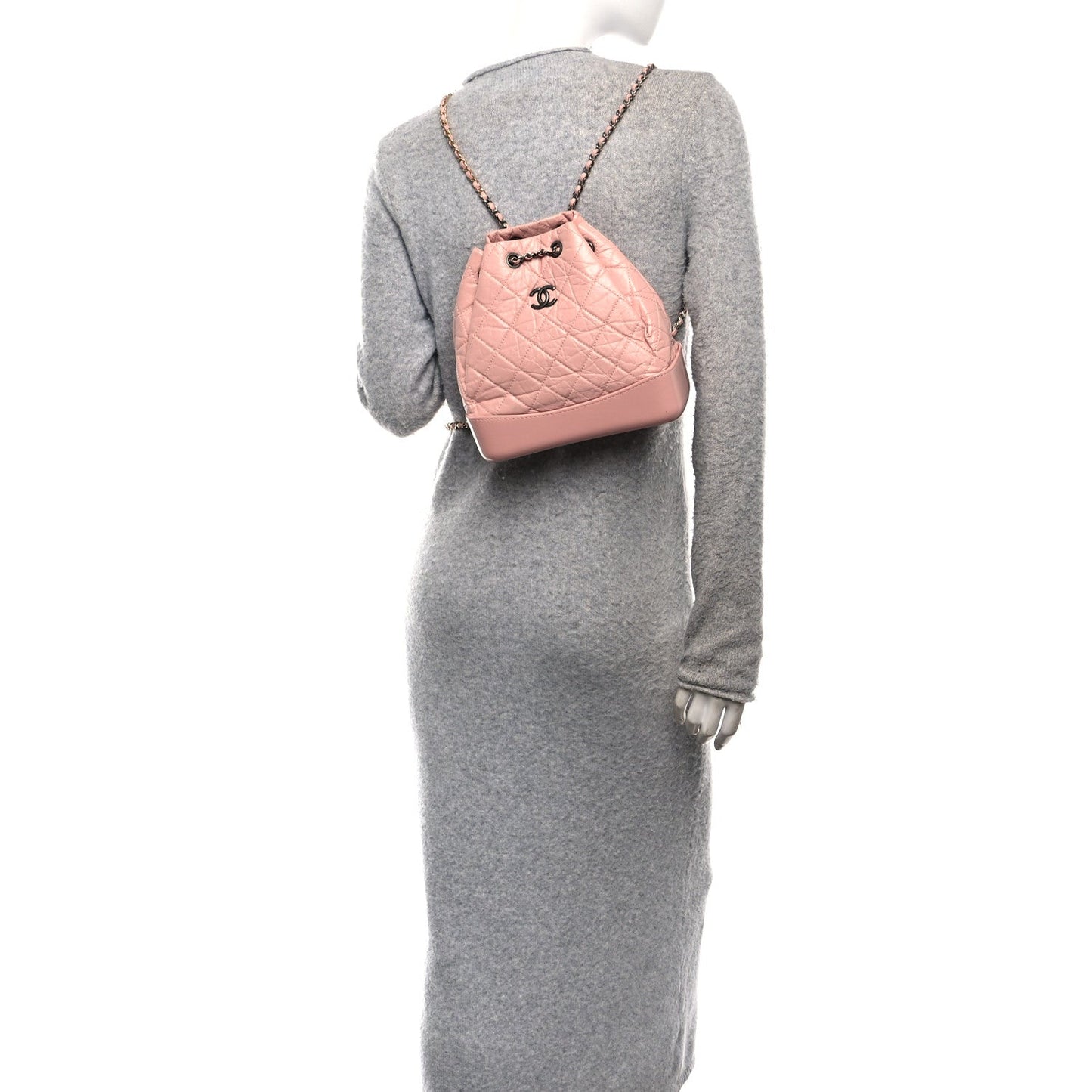 Aged Calfskin Quilted Small Gabrielle Backpack Pink