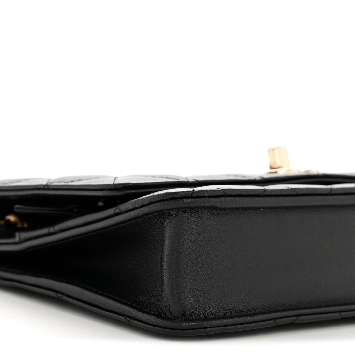 Lambskin Quilted Trendy CC Wallet On Chain WOC Black
