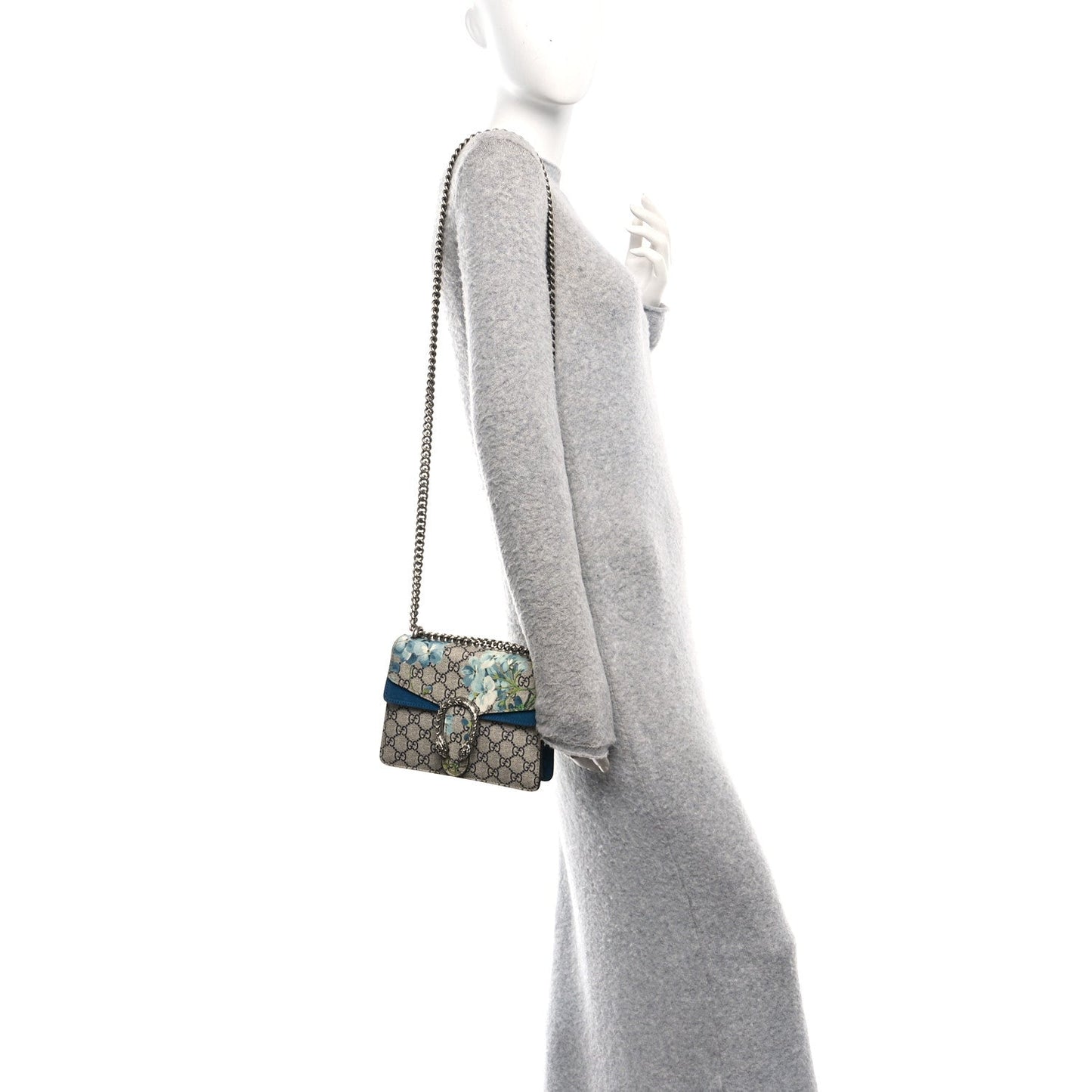 GG Supreme Monogram Blooms Mini Dionysus Shoulder Bag Beige Navy Vintage Blue