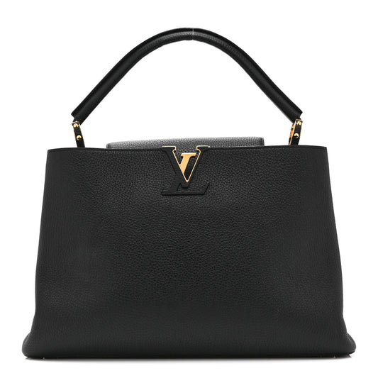 Taurillon Capucines MM Black Fuchsia