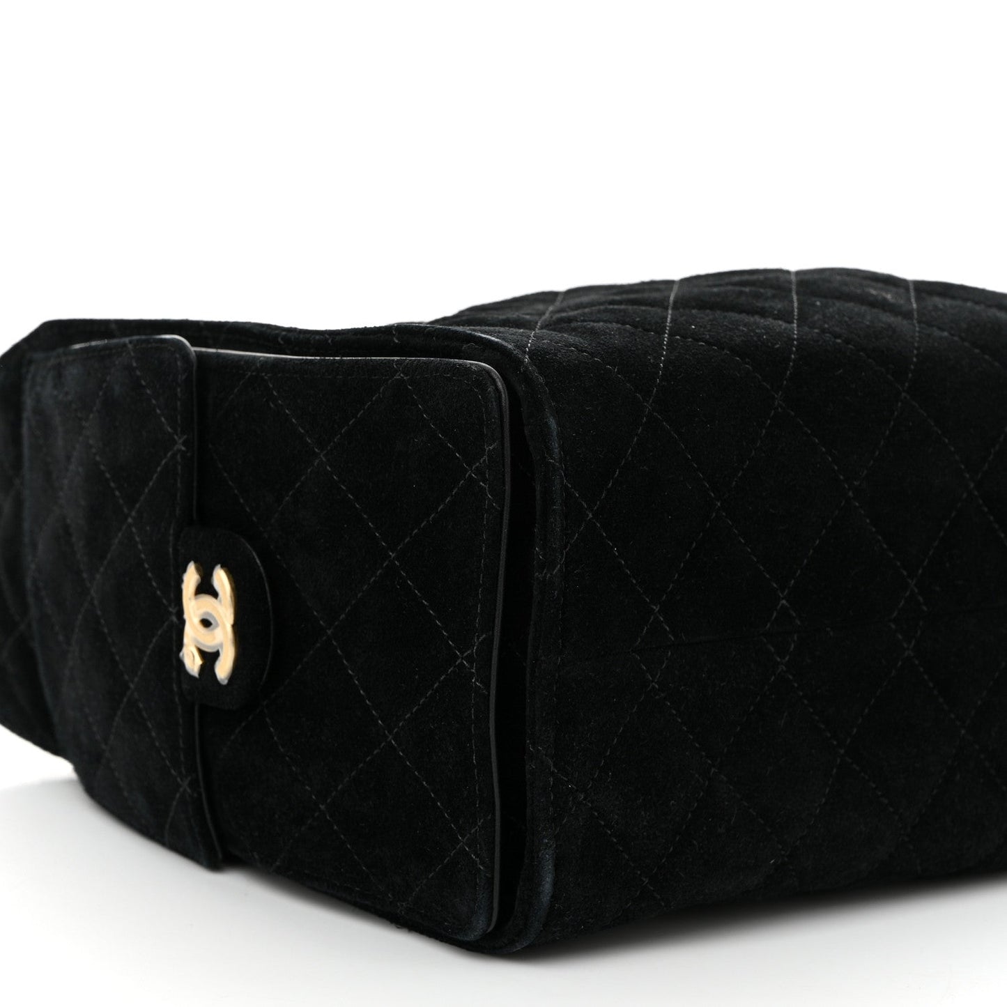 Suede Quilted Small Chanel 25 Handbag Black
