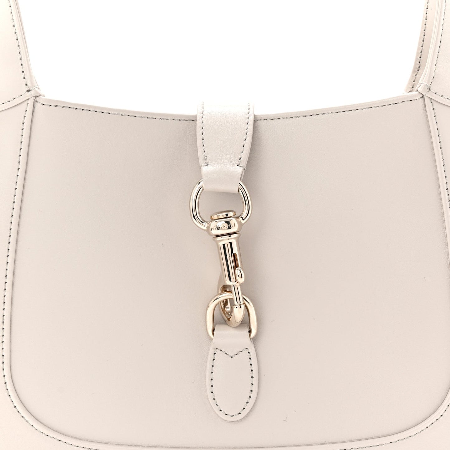 Ancora Calfskin Web Small Jackie Shoulder Bag Light Grey