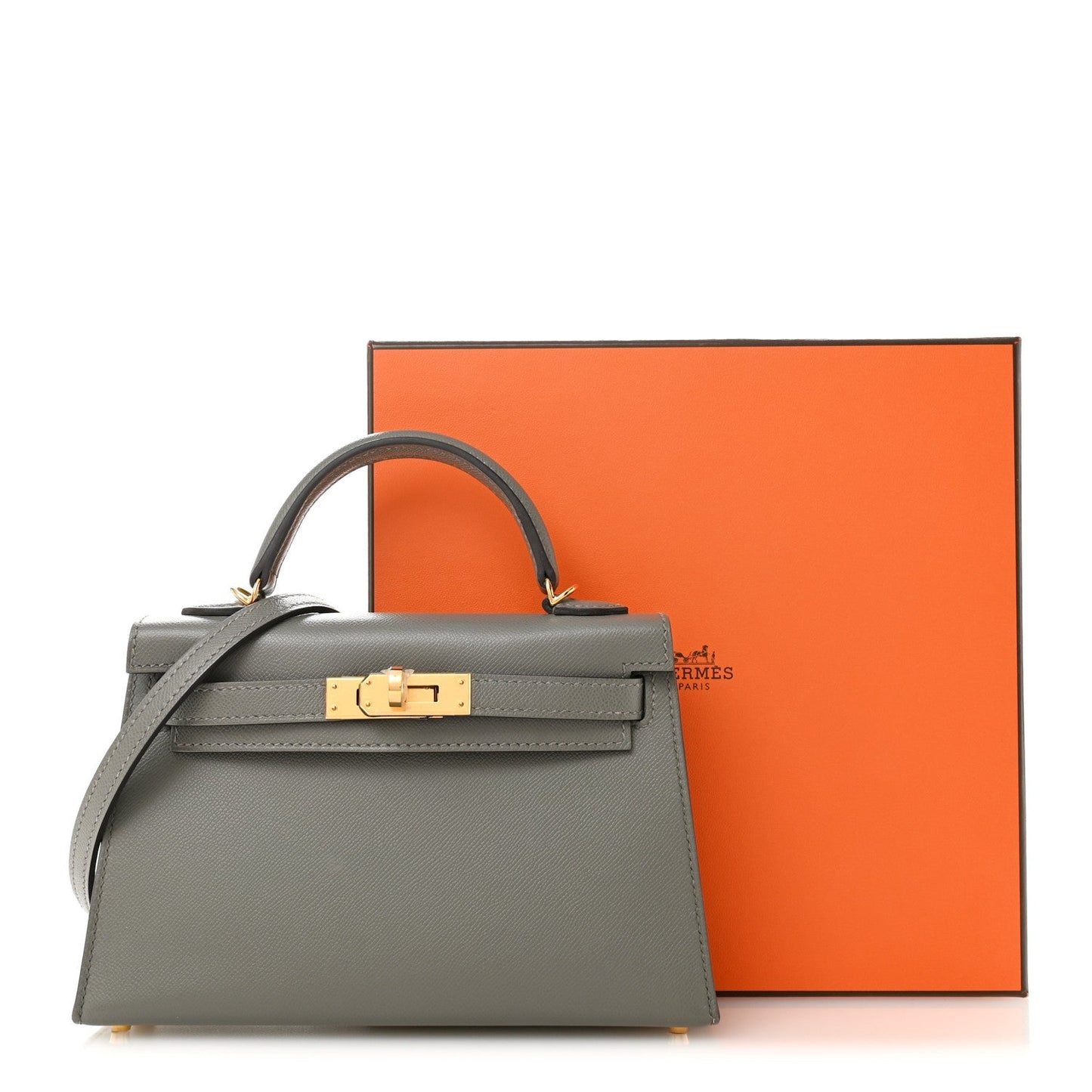 Madame Calfskin Mini Kelly Sellier 20 Gris Meyer
