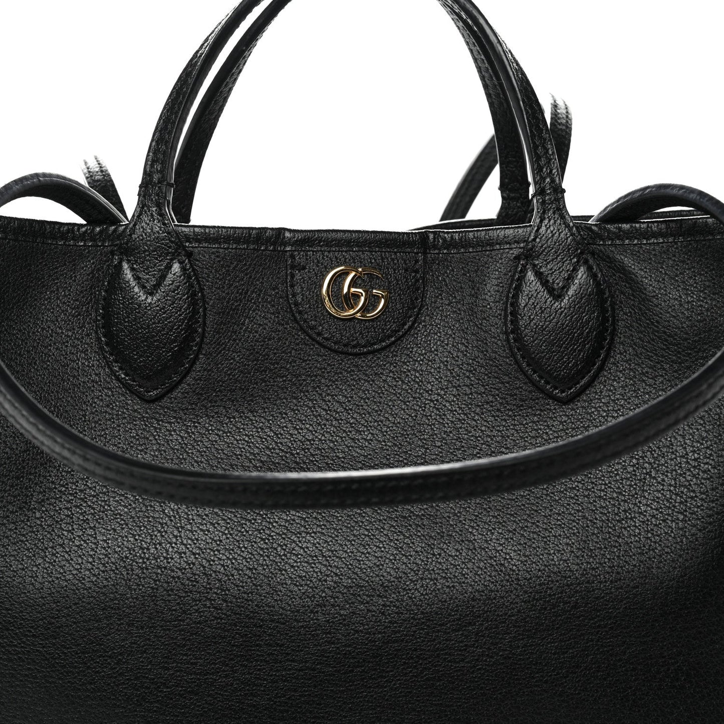 Textured Dollar Calfskin Medium Ophidia Shoulder Tote Bag Black