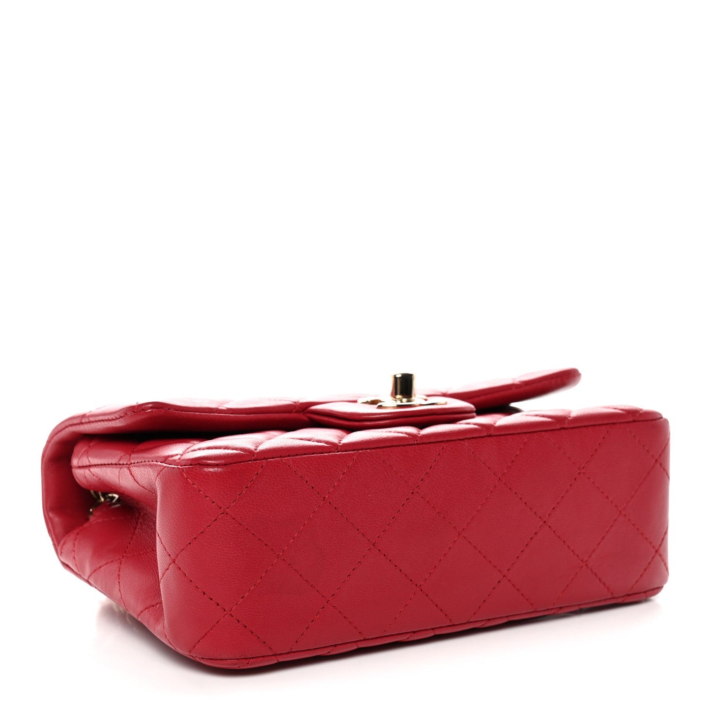 Lambskin Quilted Mini Rectangular Flap Dark Pink
