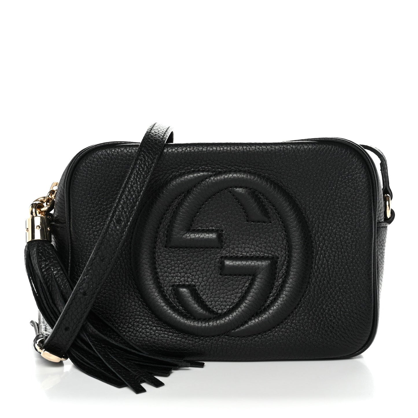 Pebbled Calfskin Small Soho Disco Bag Black