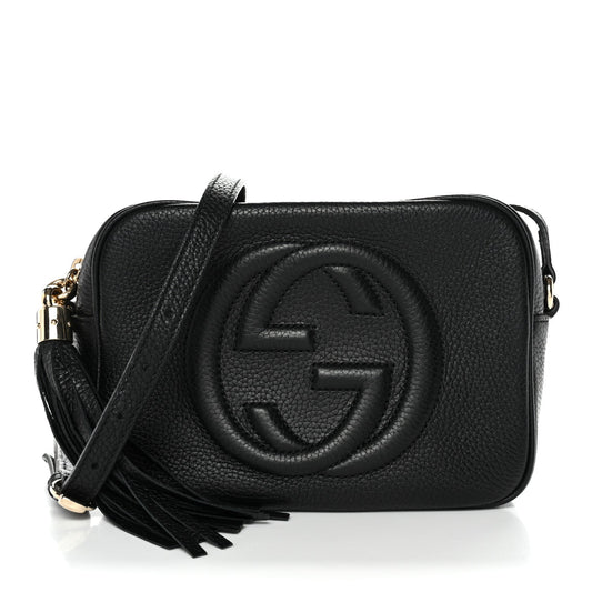 Pebbled Calfskin Small Soho Disco Bag Black