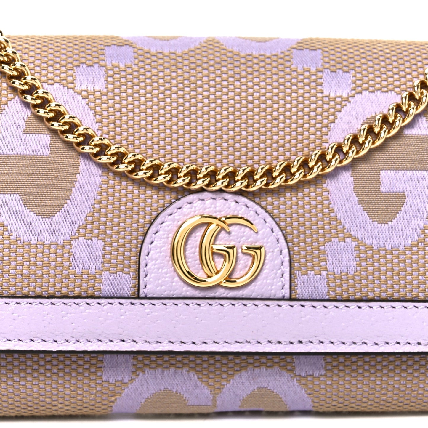 Monogram Jumbo GG Textured Dollar Calfskin Ophidia Continental Wallet On Chain Beige Lapis