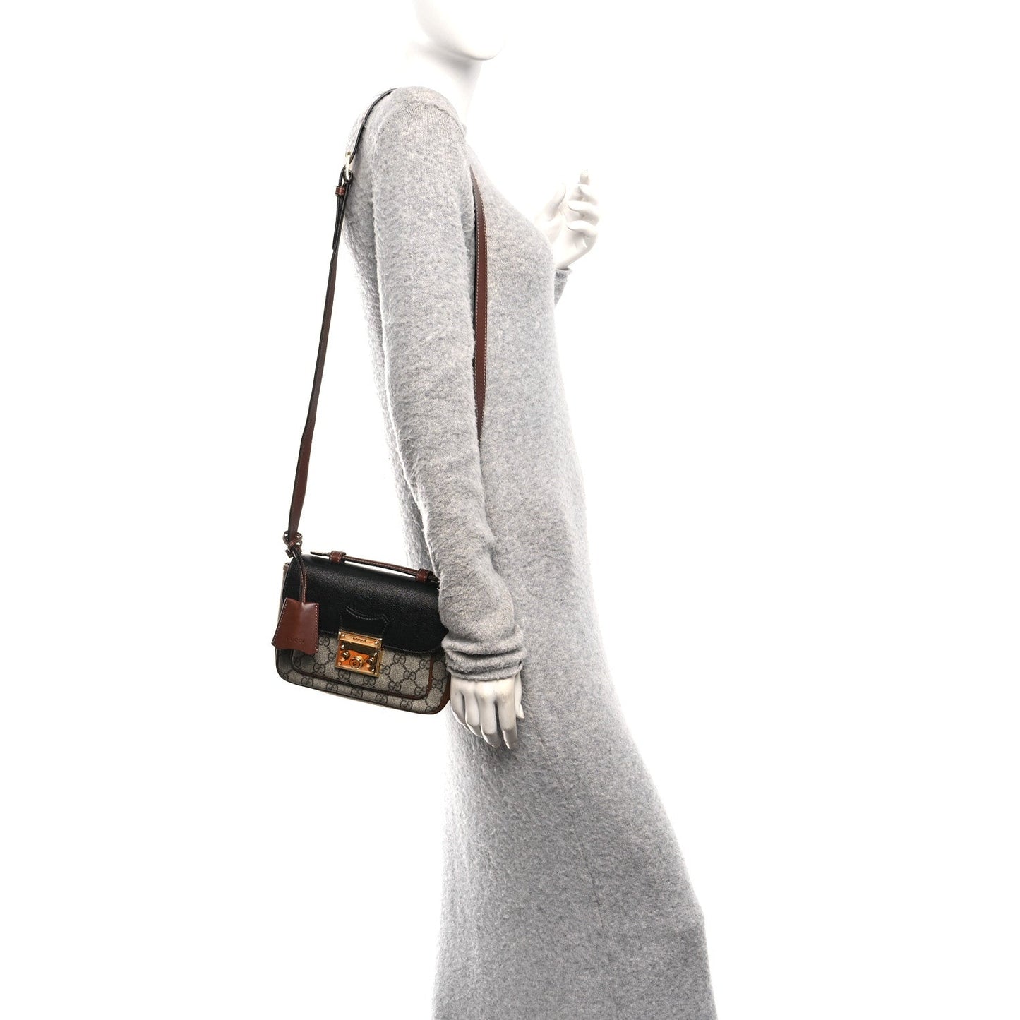 GG Supreme Monogram New Sakai Lux Calfskin Mini Padlock Flap Pocket Shoulder Bag Beige Ebony Black Cuir