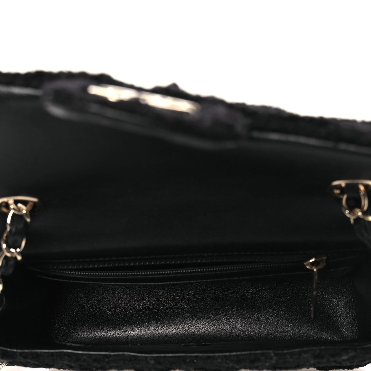 Tweed Quilted Mini Rectangular Flap Black