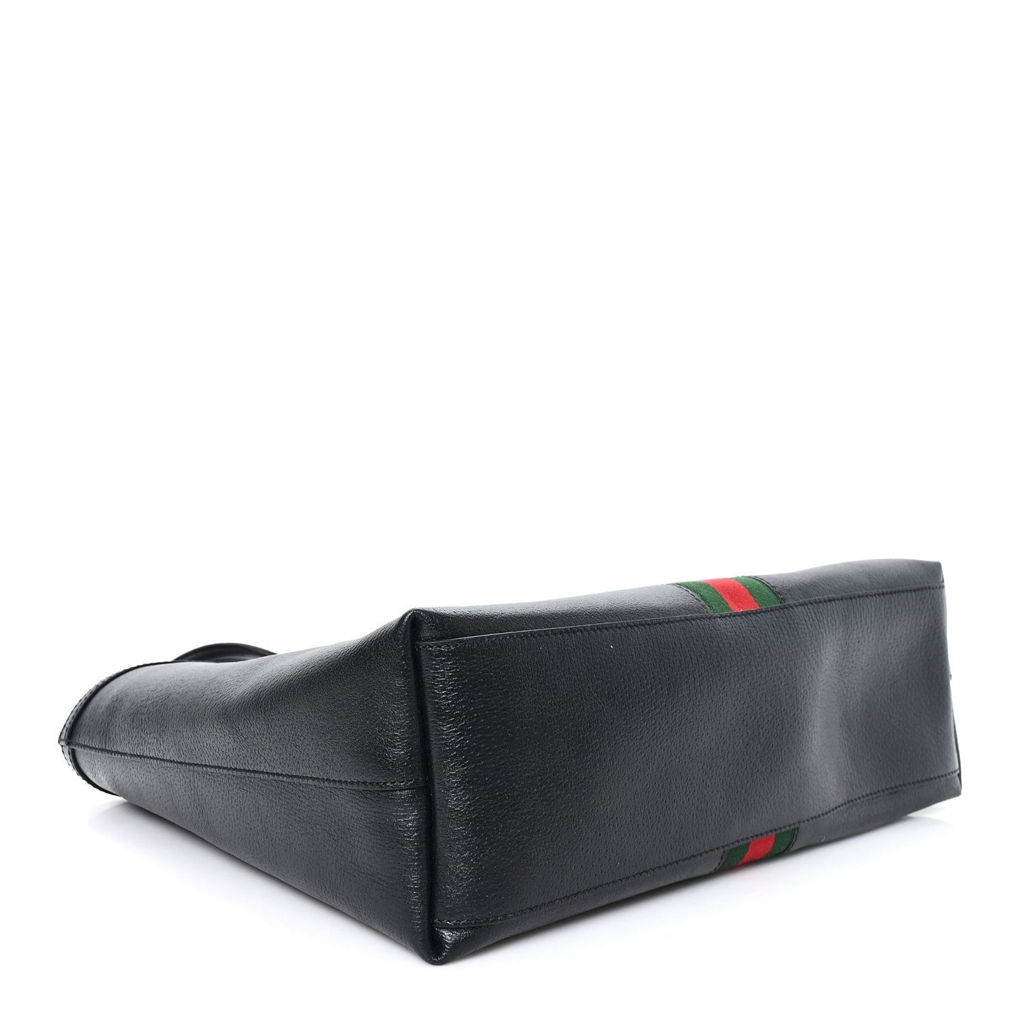 Textured Calfskin Web Medium Ophidia Shopping Tote Black