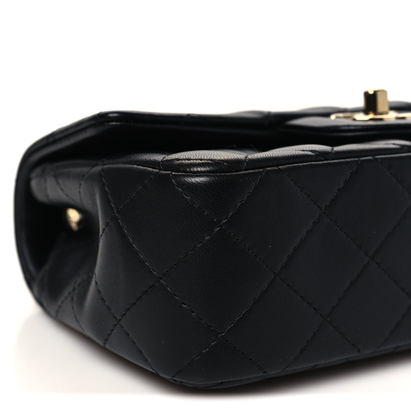 Lambskin Quilted Mini Rectangular Flap Black