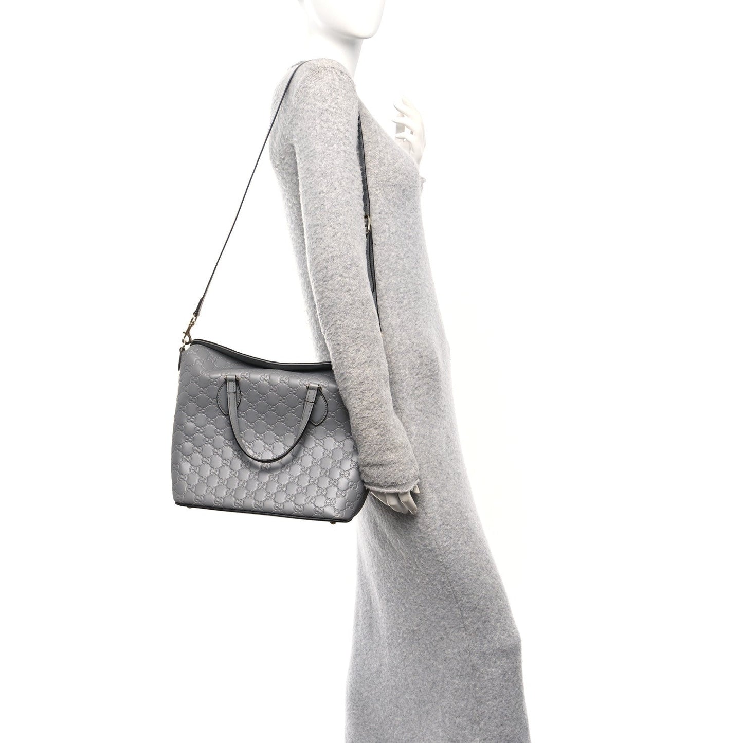 Guccissima Linea A Foldover Tote Storm Grey
