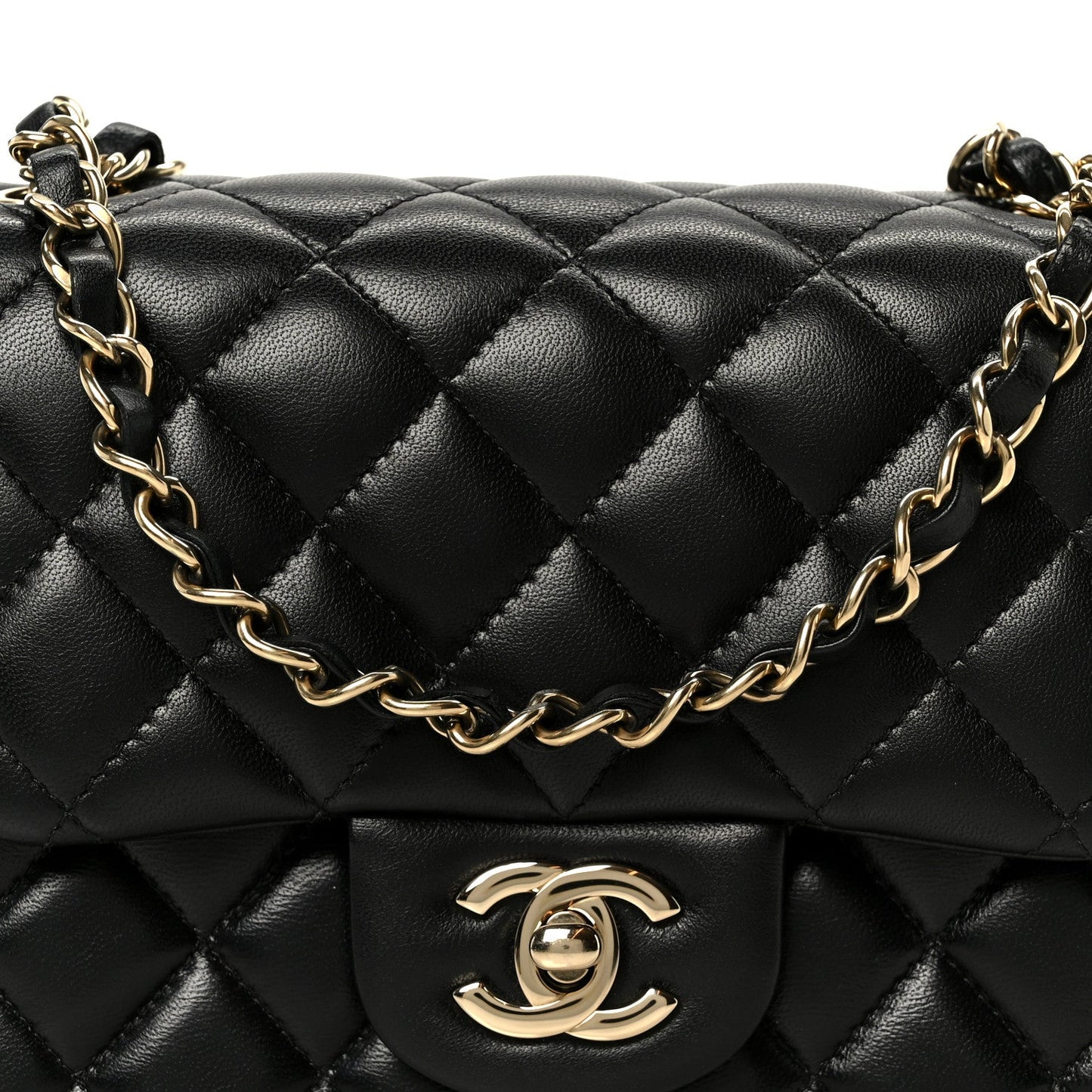 Lambskin Quilted Mini Square Flap Black