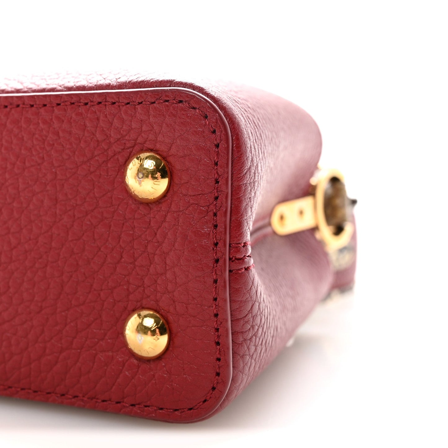 Taurillon Snakeskin Mini Capucines Burgundy