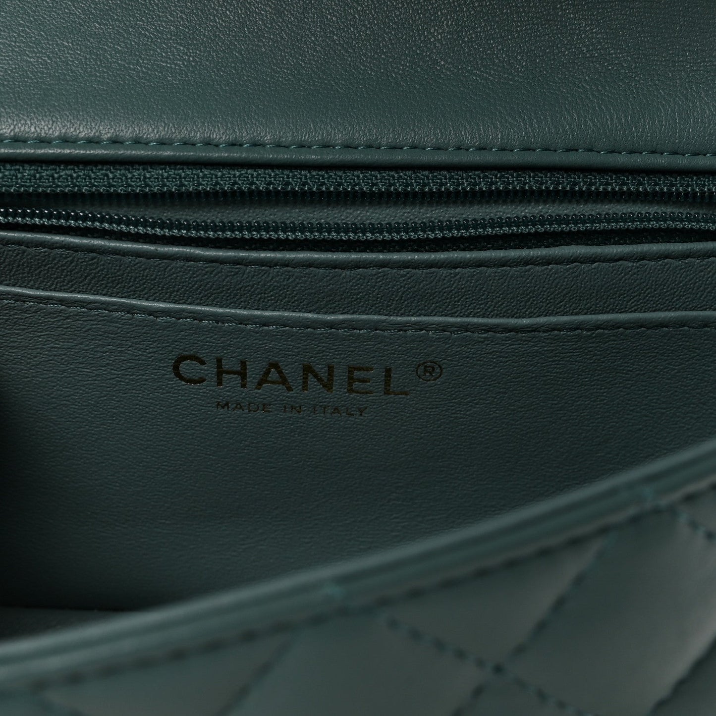 Lambskin Quilted Mini Rectangular Flap Green