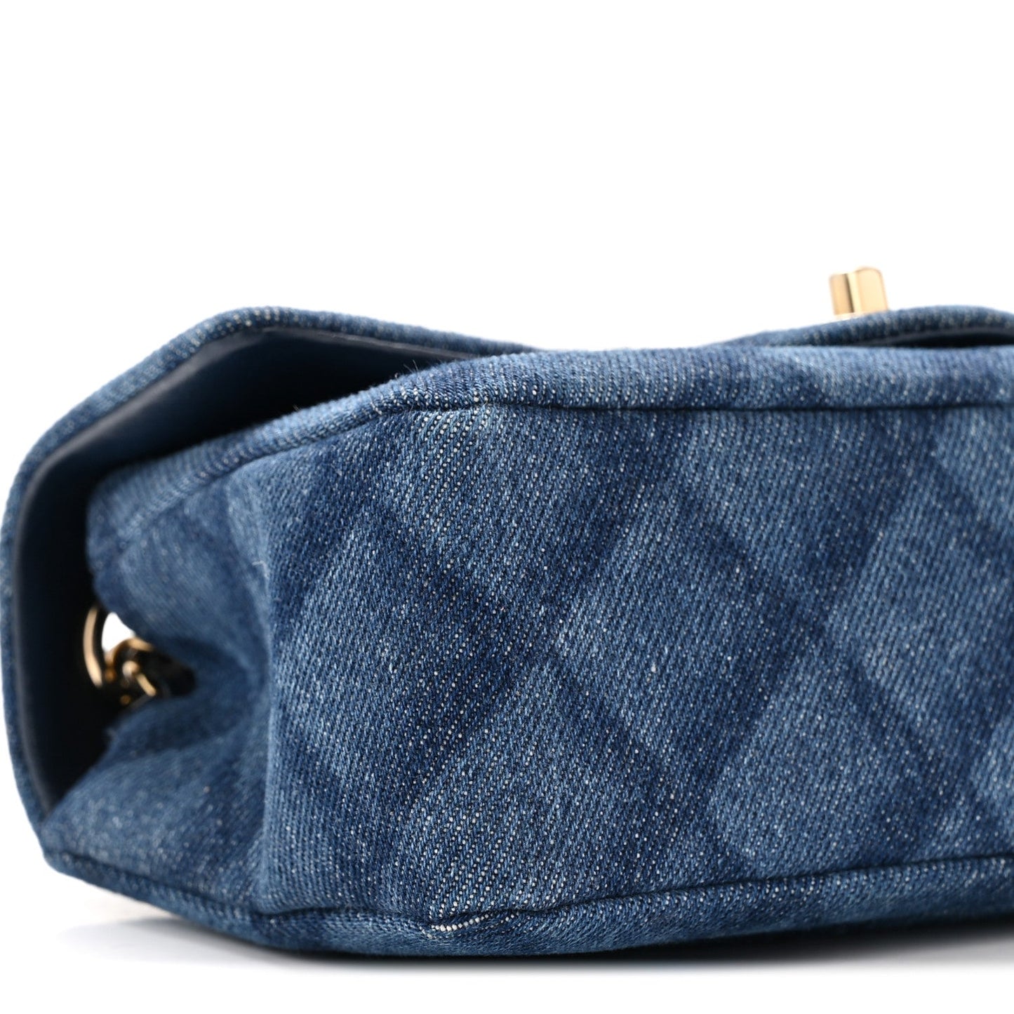 Printed Denim Quilted Mini Rectangular Flap Dark Blue