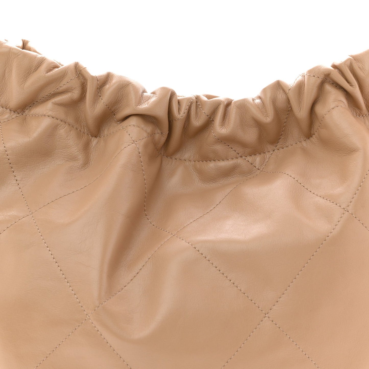Shiny Calfskin Quilted Chanel 22 Beige