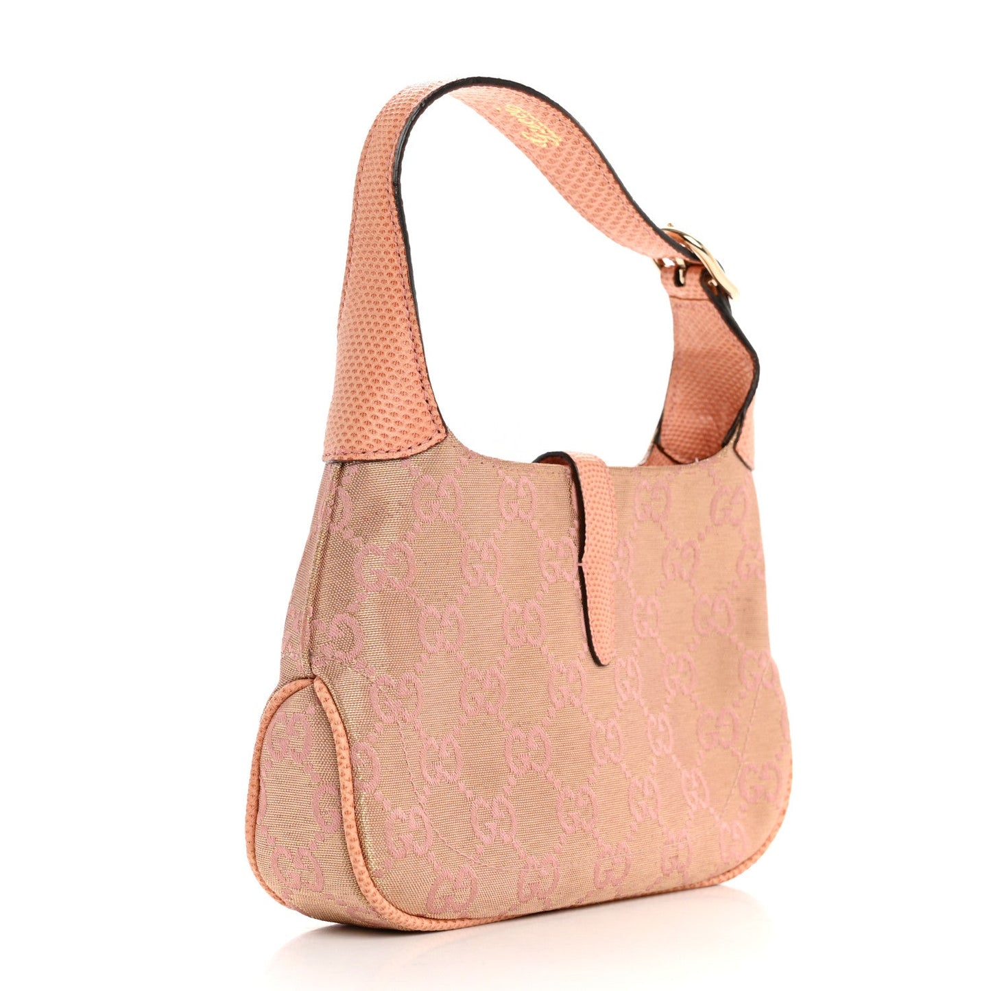 Metallic Monogram Lizard Jackie O Hobo Pink
