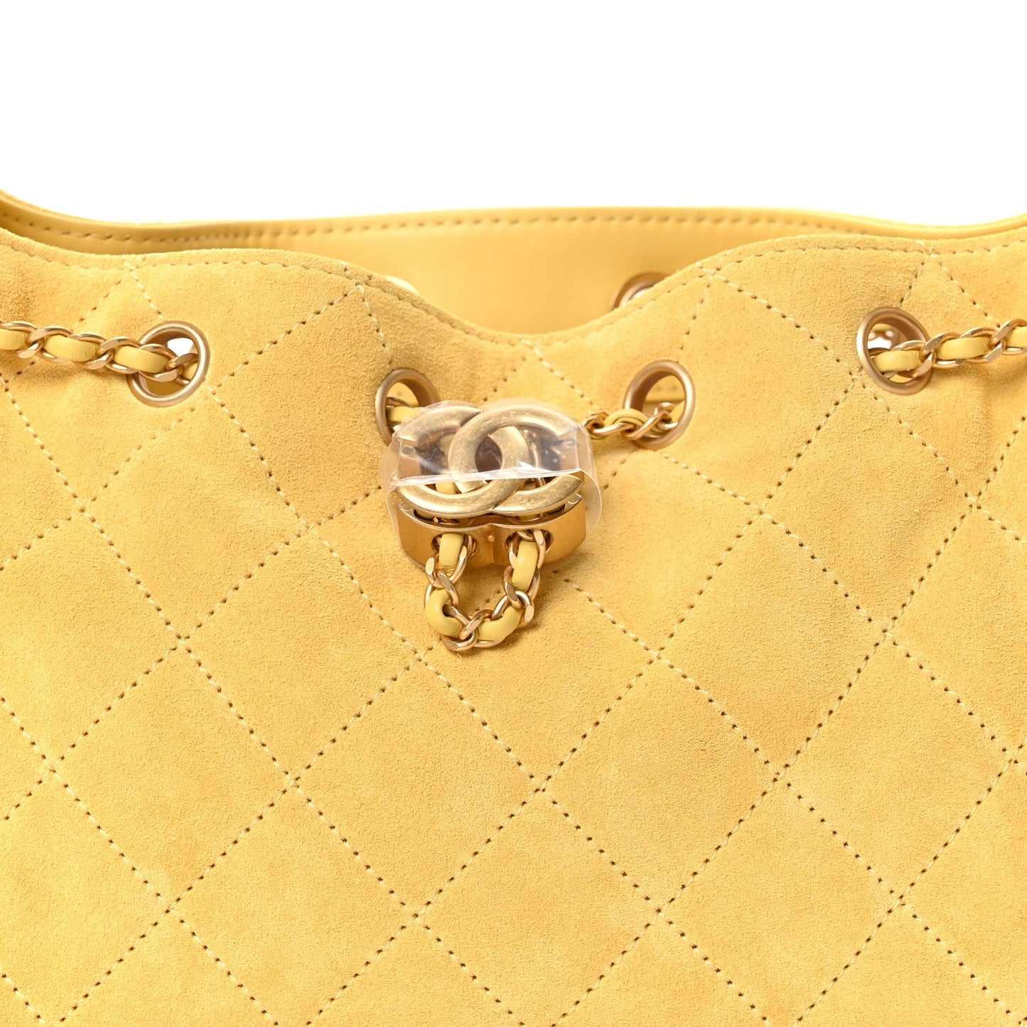Suede Quilted Mini Chanel 25 Handbag Yellow