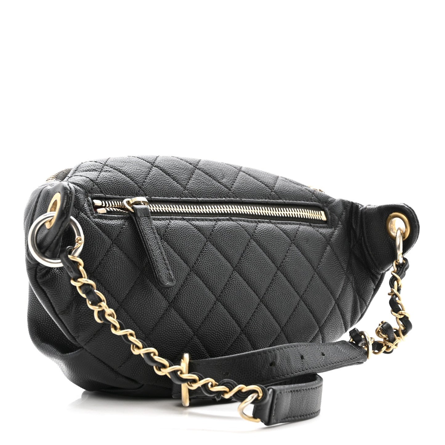 Caviar Quilted Filigree Waist Bag Black