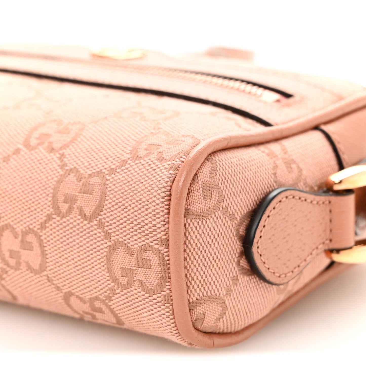 Monogram Textured Dollar Calfskin Mini Ophidia Shoulder Bag Cloche Rose Pink