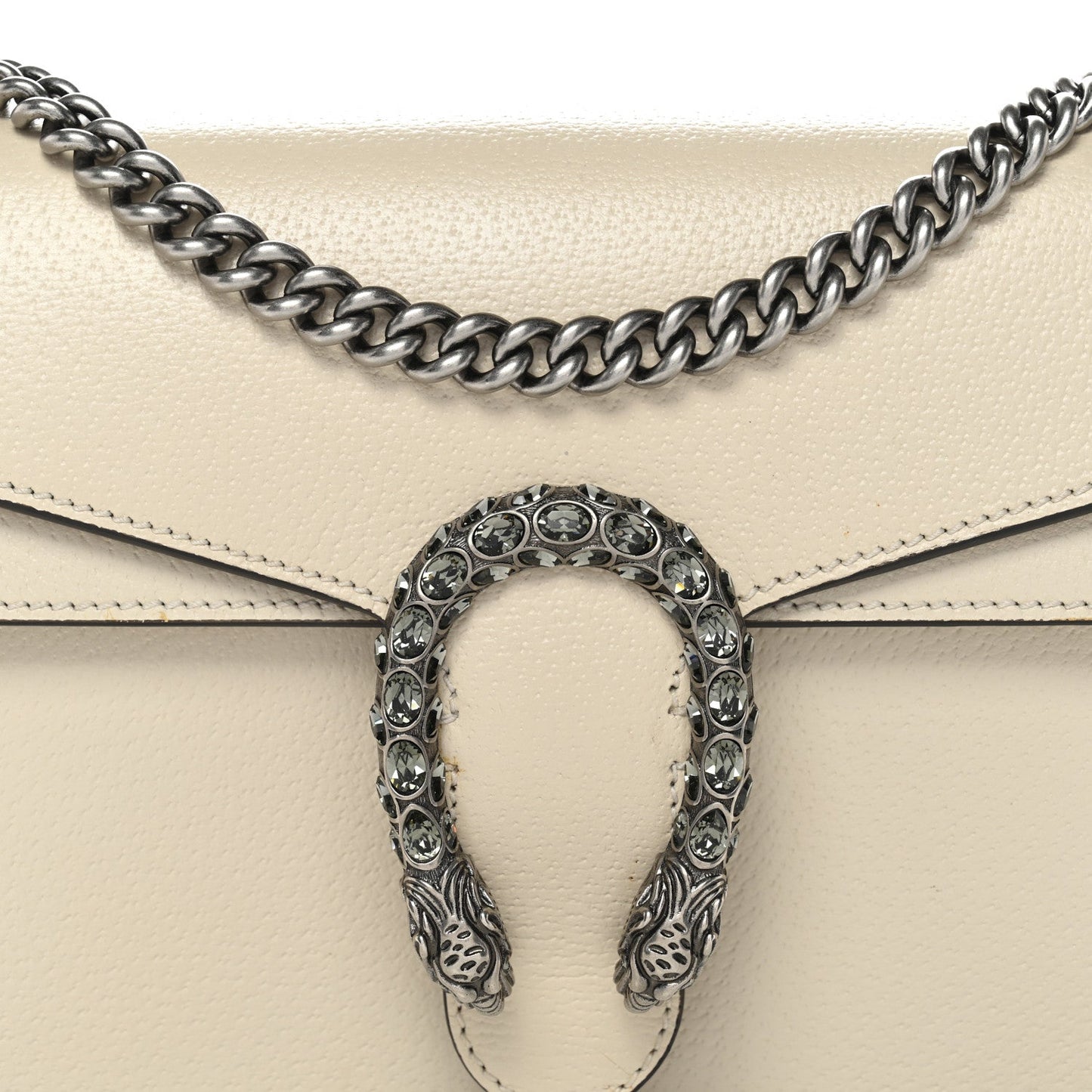 Textured Calfskin Crystal Small Dionysus Shoulder Bag Mystic White