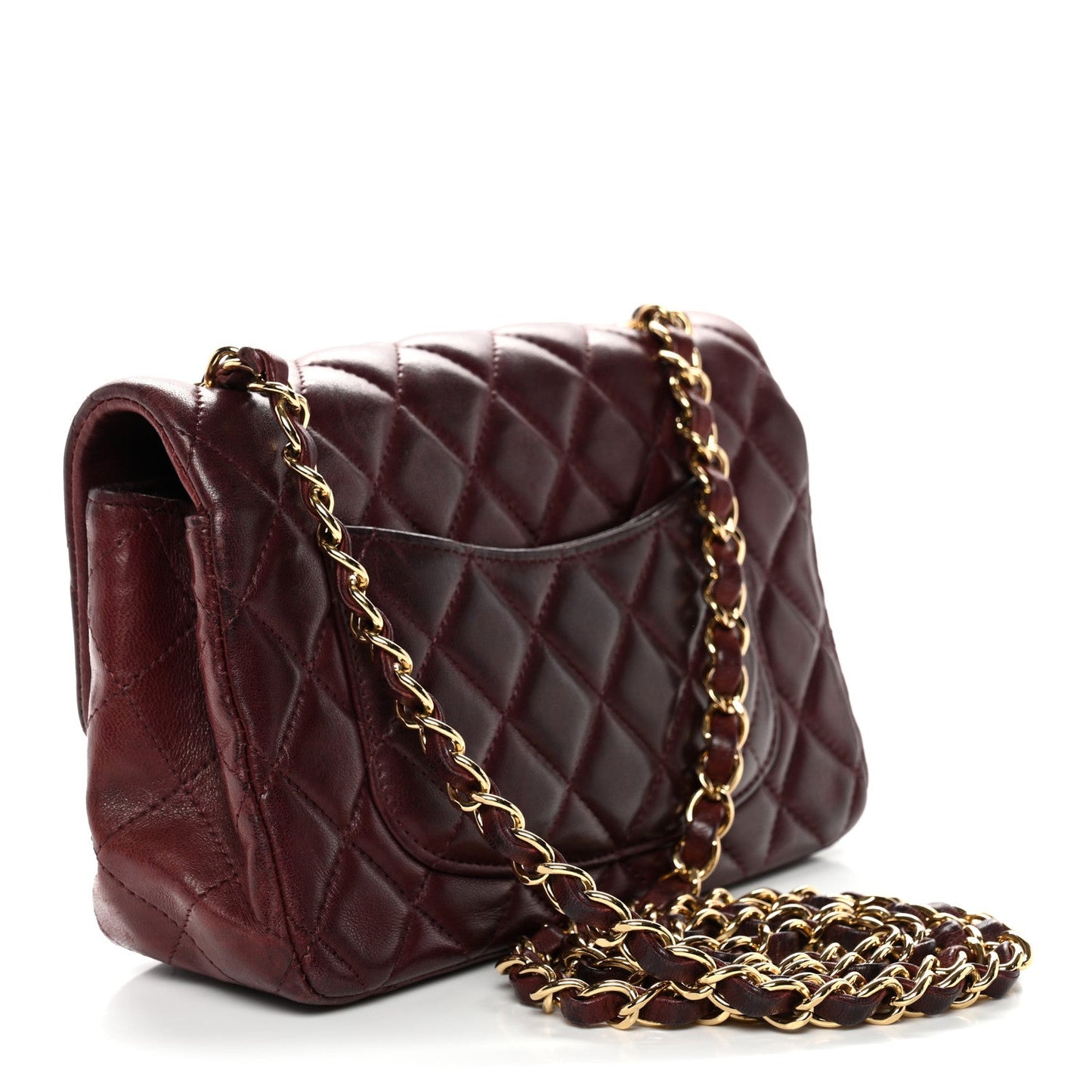 Lambskin Quilted Mini Rectangular Flap Burgundy