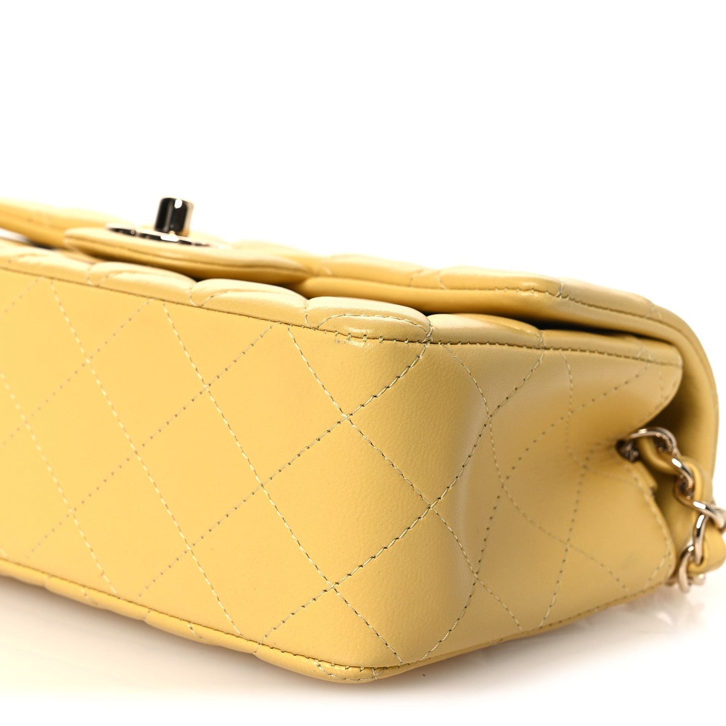 Lambskin Quilted Mini Rectangular Flap Yellow