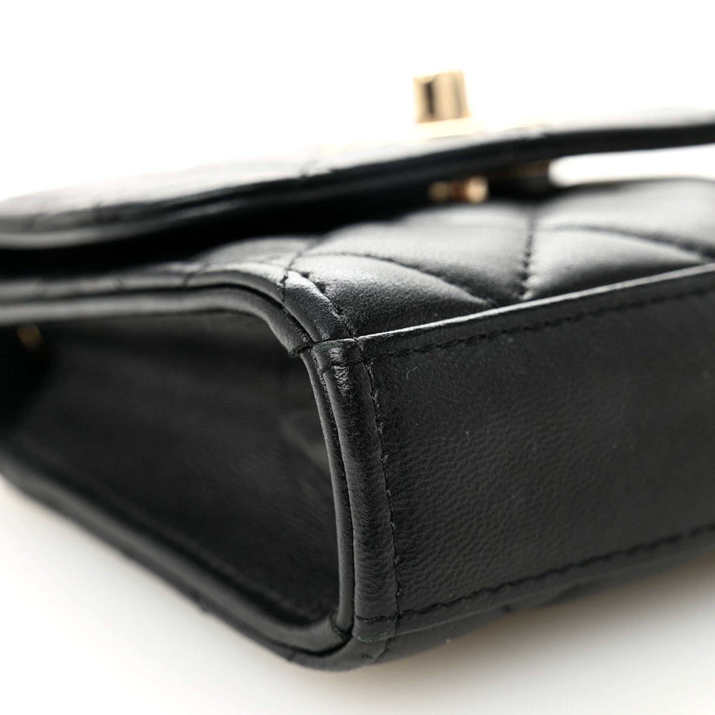 Lambskin Quilted Trendy CC Card Holder On Chain Black