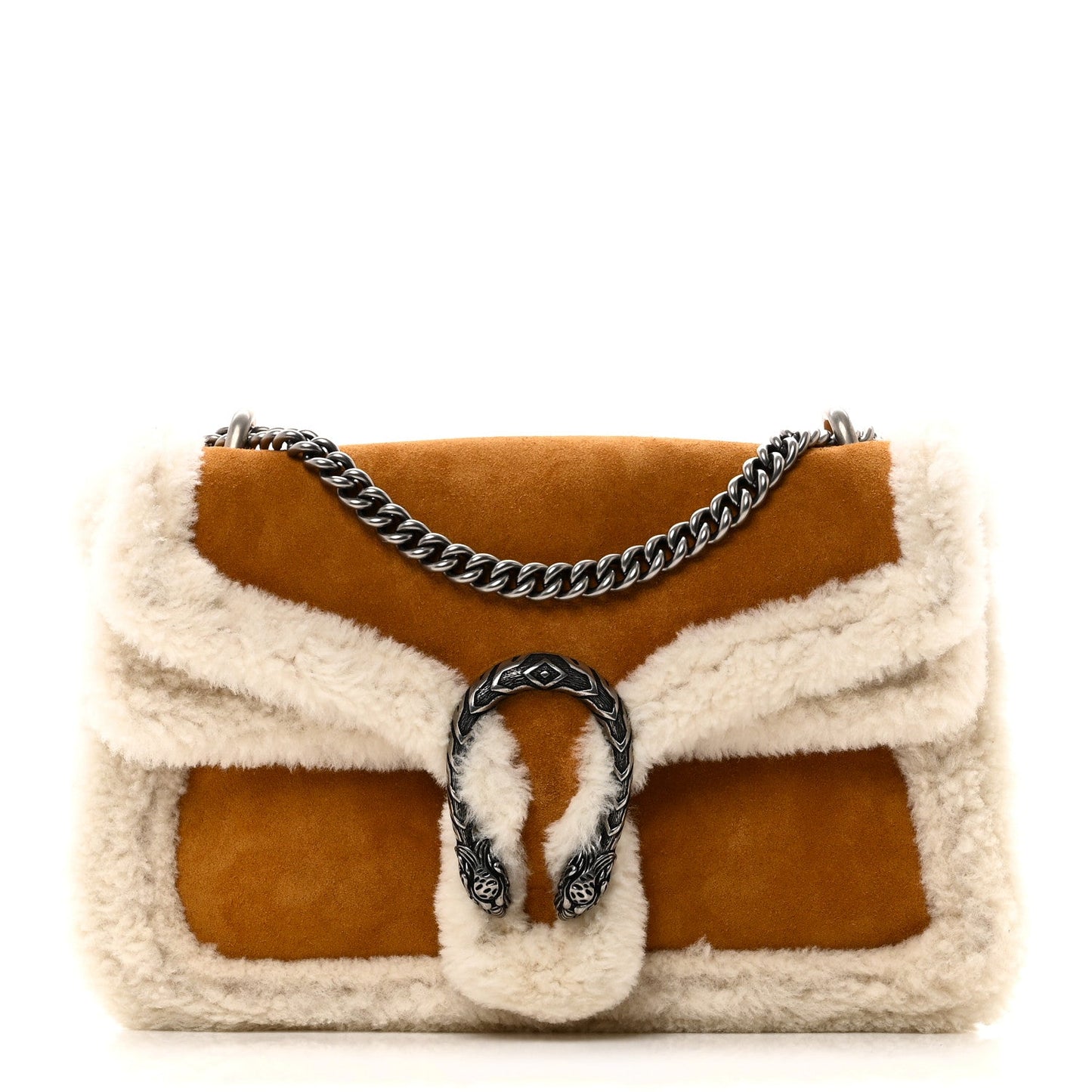 Suede Shearling Small Dionysus Bag Honey Beige Milk