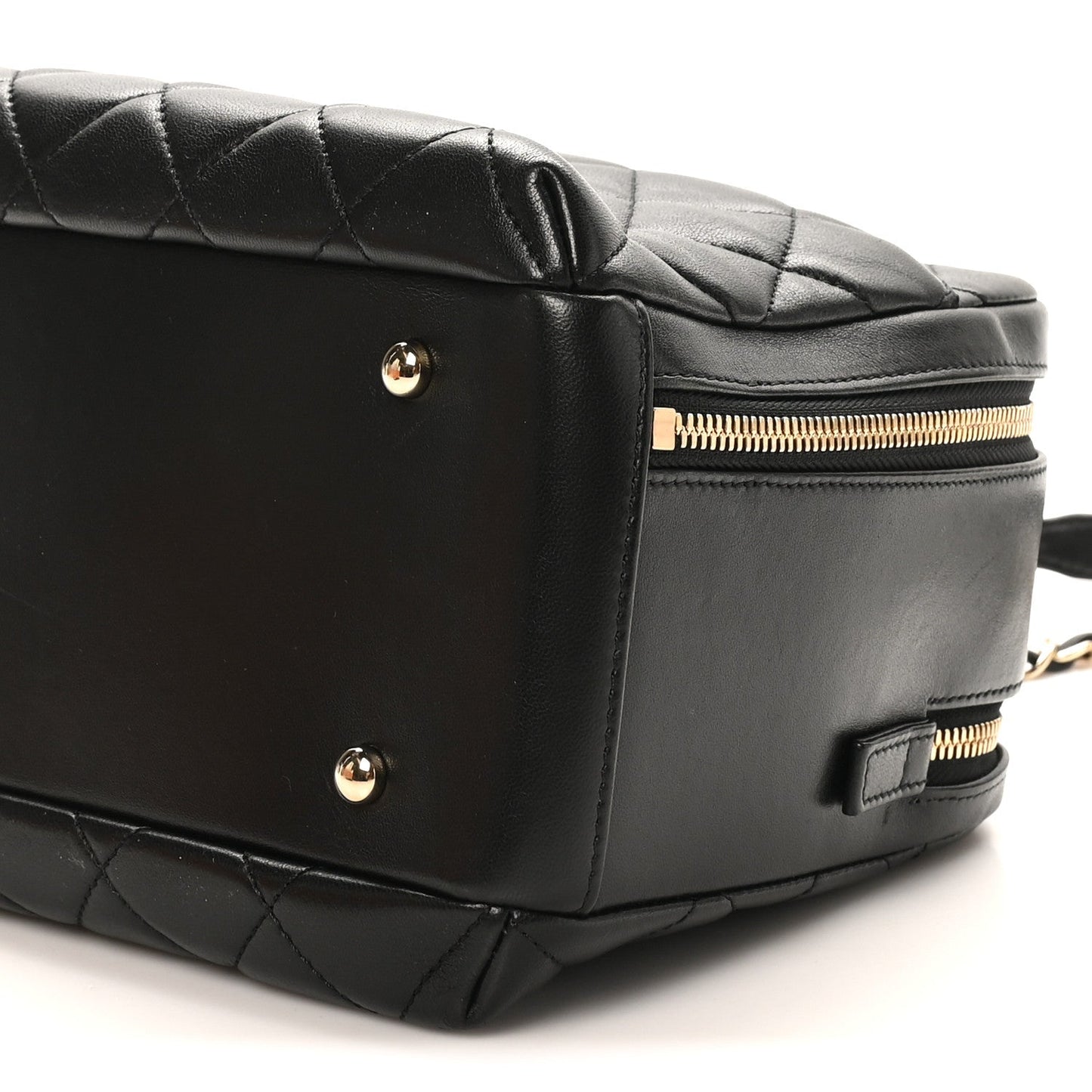 Lambskin Quilted Medium Trendy CC Bowling Bag Black