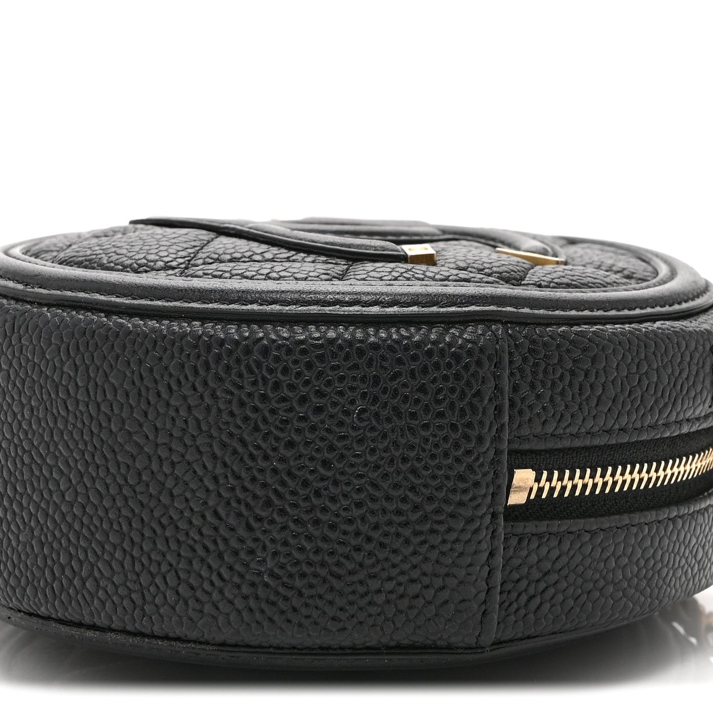 Caviar Quilted Round Filigree Crossbody Black