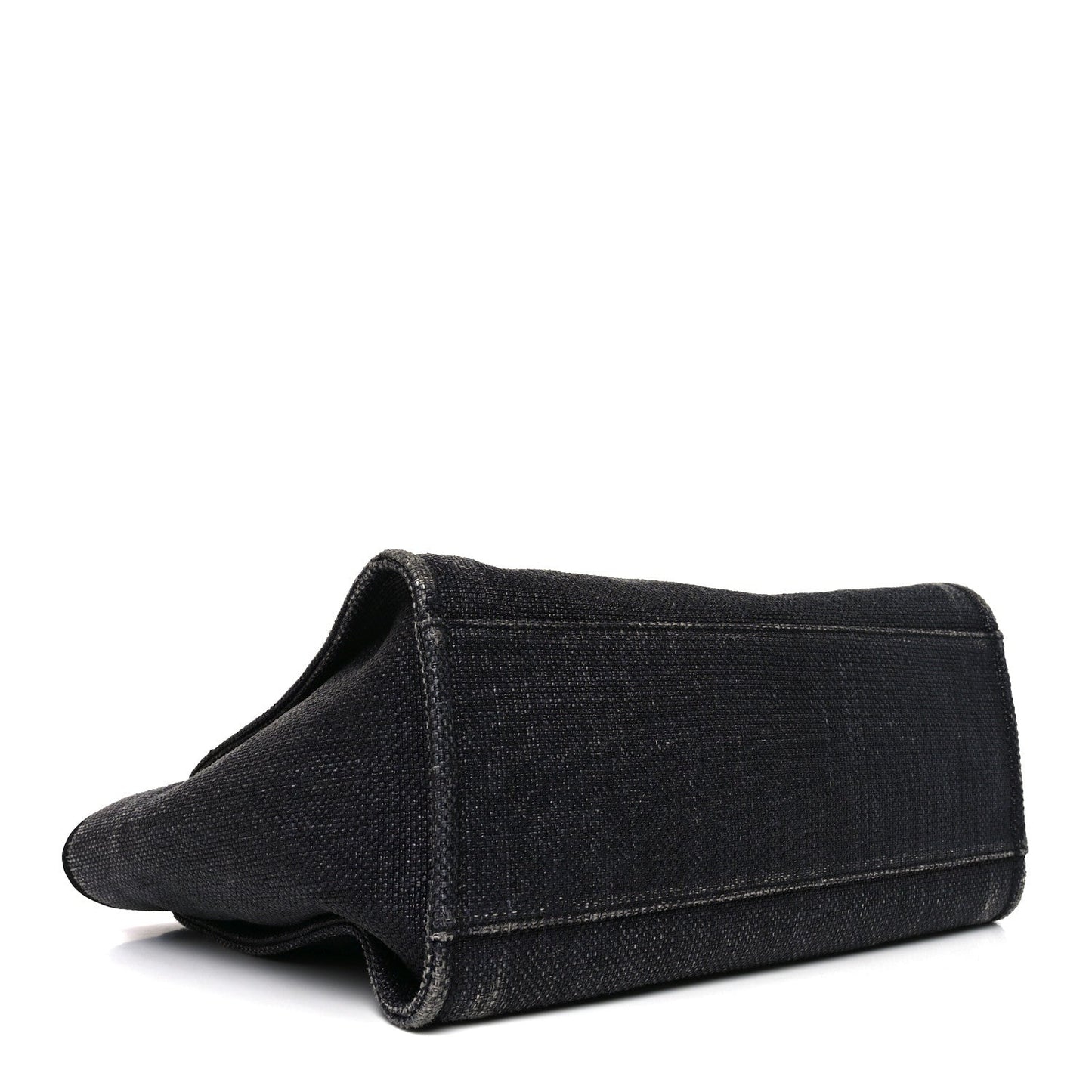 Woven Straw Raffia Large Deauville Tote Black
