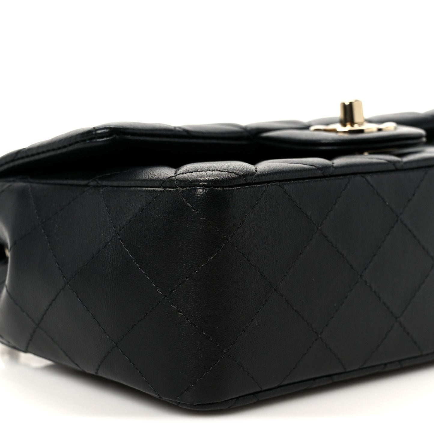 Lambskin Quilted Mini Rectangular Flap Black
