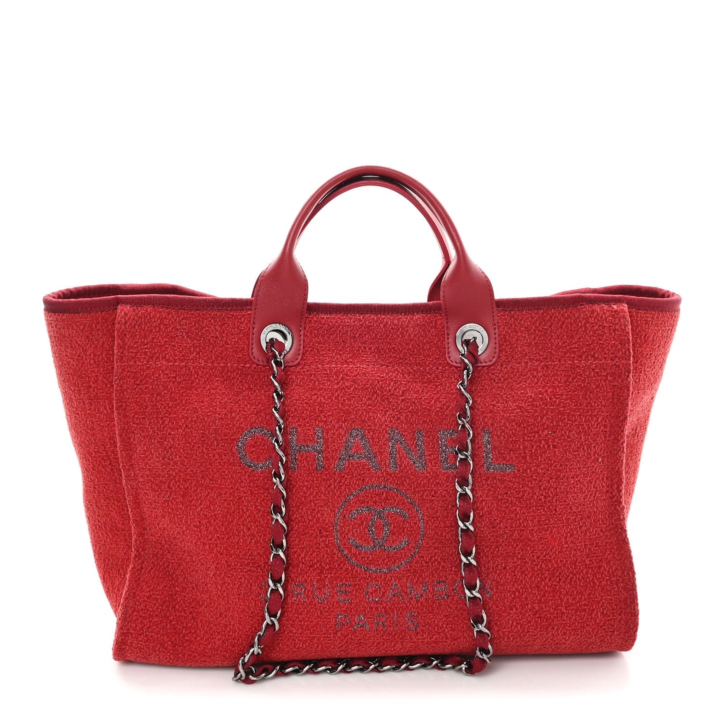 Lurex Boucle Medium Deauville Tote Red