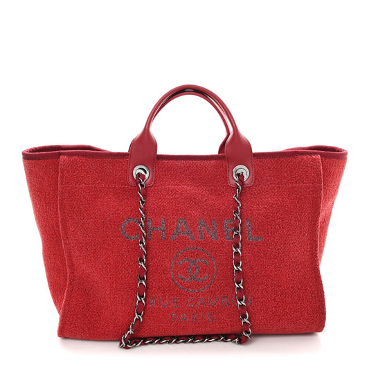 Lurex Boucle Medium Deauville Tote Red