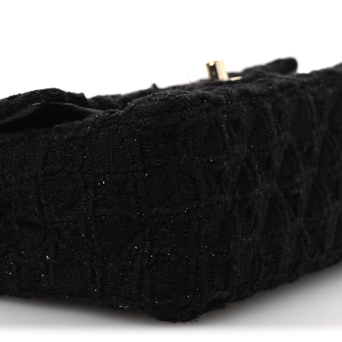 Tweed Quilted Mini Rectangular Flap Black