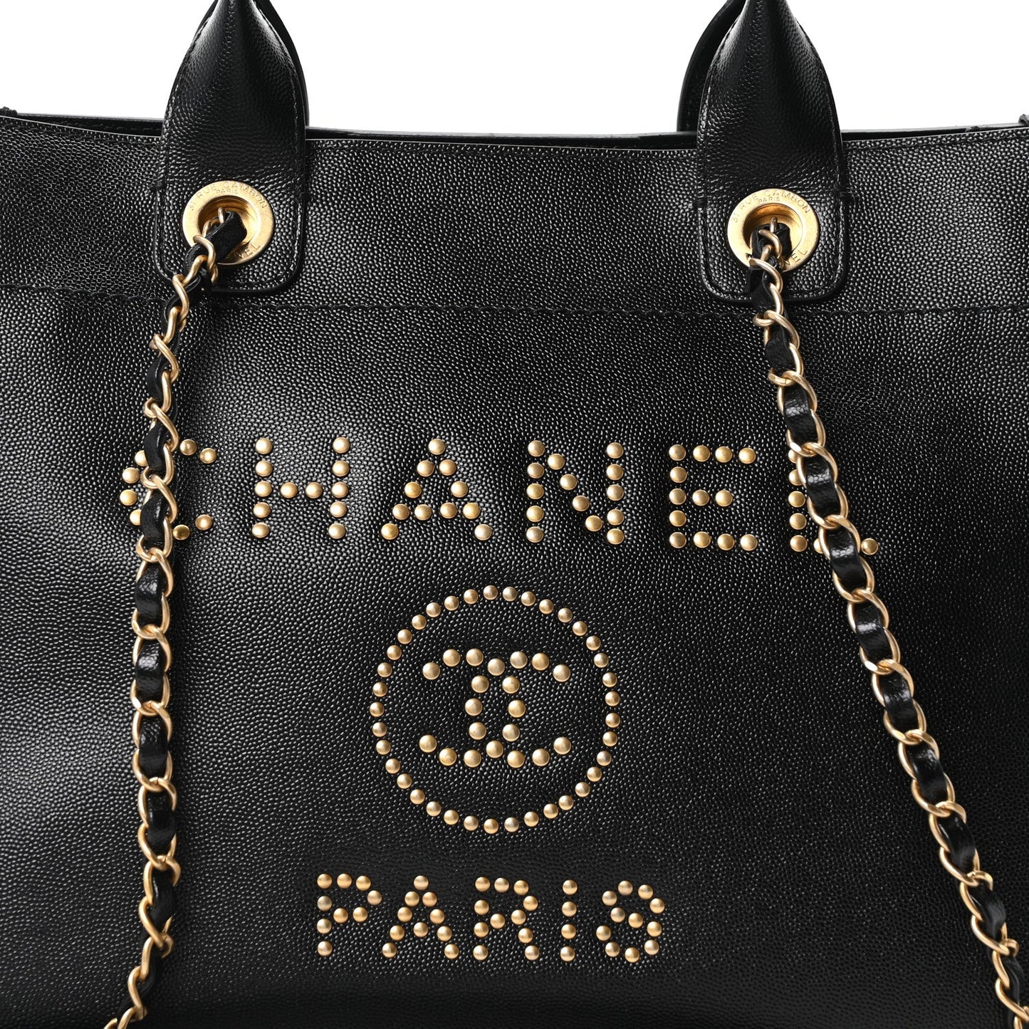 Caviar Small Studded Deauville Tote Black