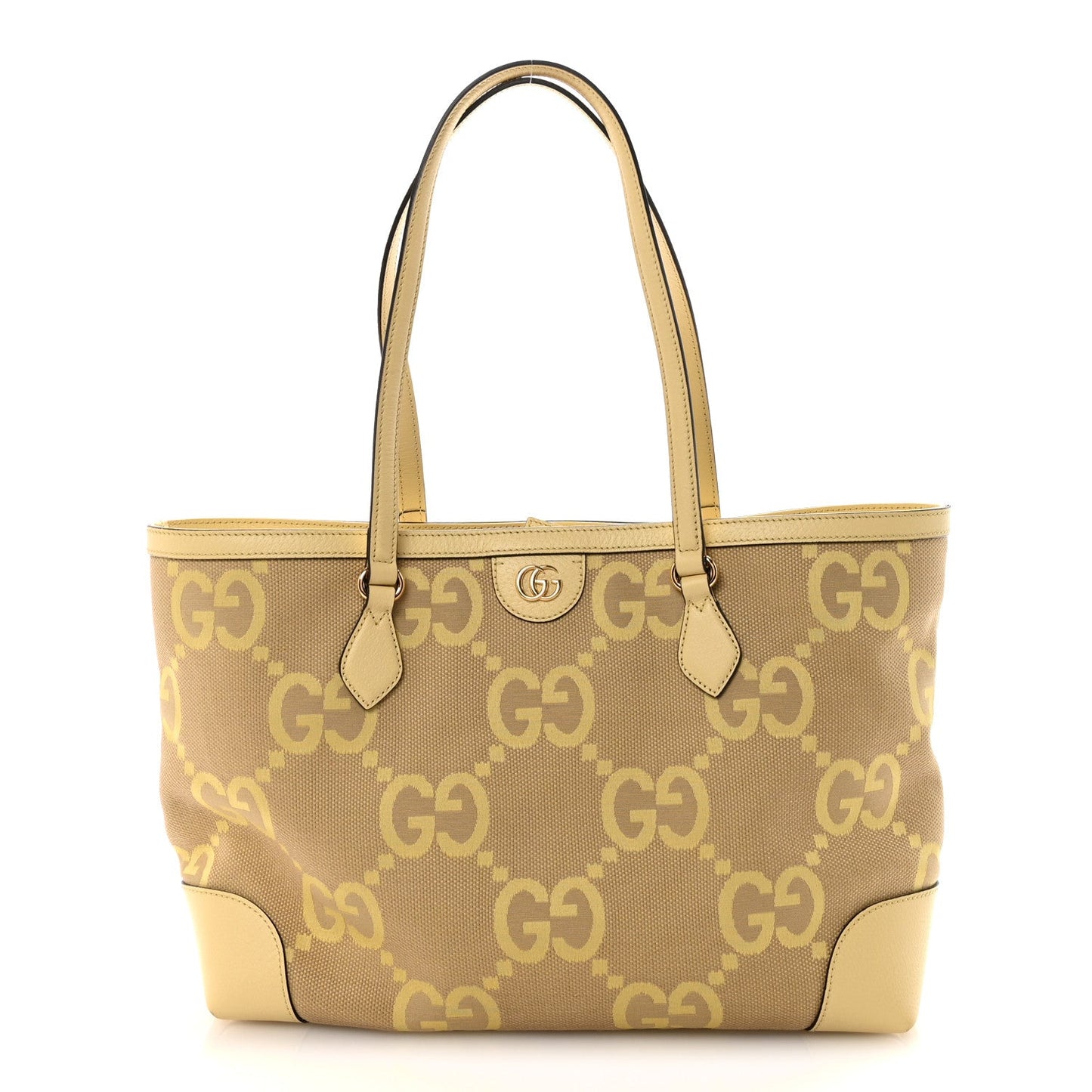Monogram Jumbo GG Textured Dollar Calfskin Medium Ophidia Shopping Tote Beige Banana