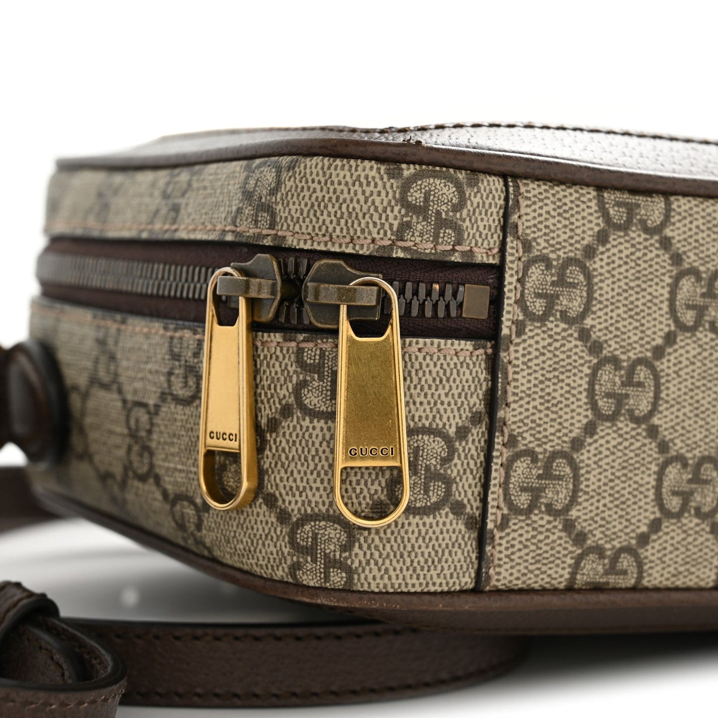 GG Supreme Monogram Web Small Ophidia Top Handle Shoulder Bag Brown