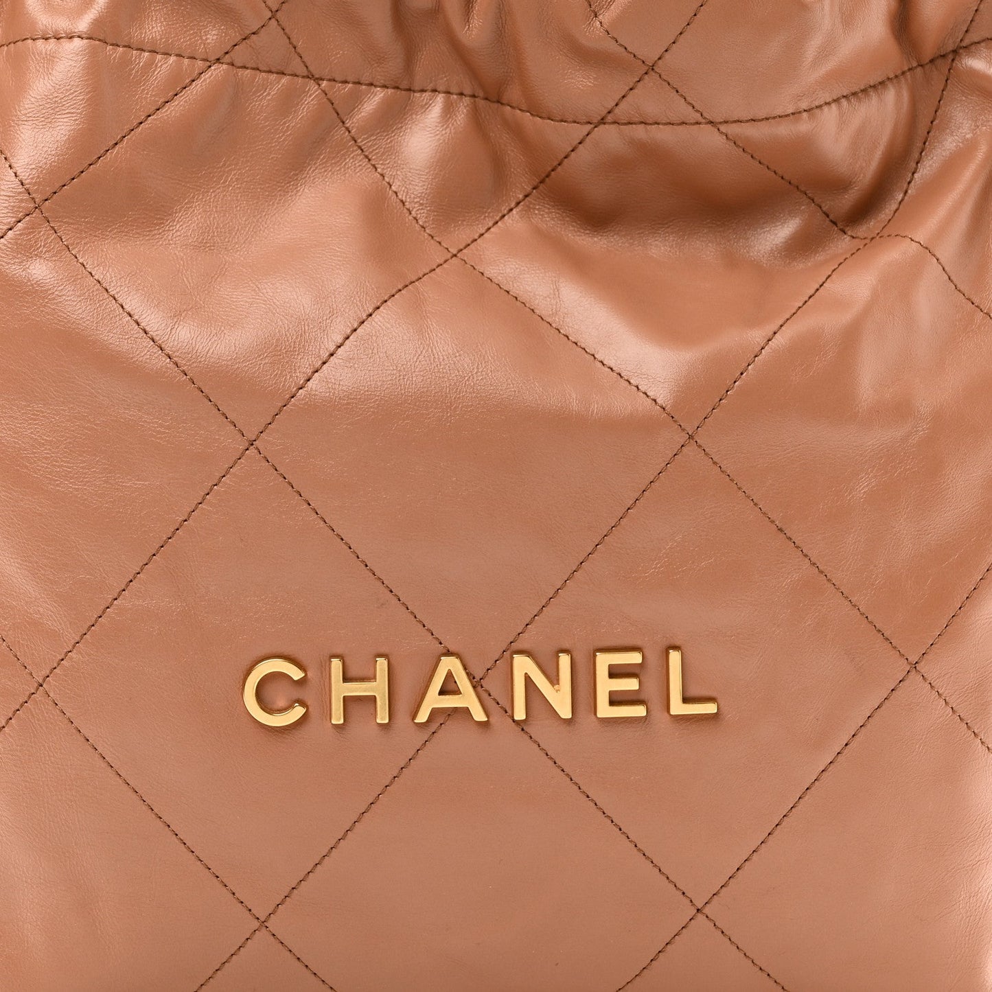 Shiny Calfskin Quilted Small Chanel 22 Beige