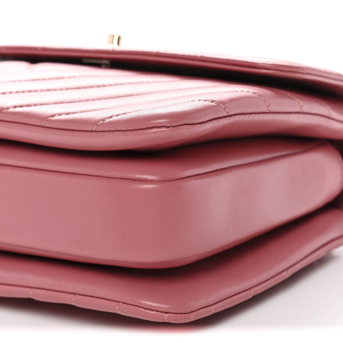Lambskin Chevron Quilted Small Trendy CC Dual Handle Flap Bag Rosewood