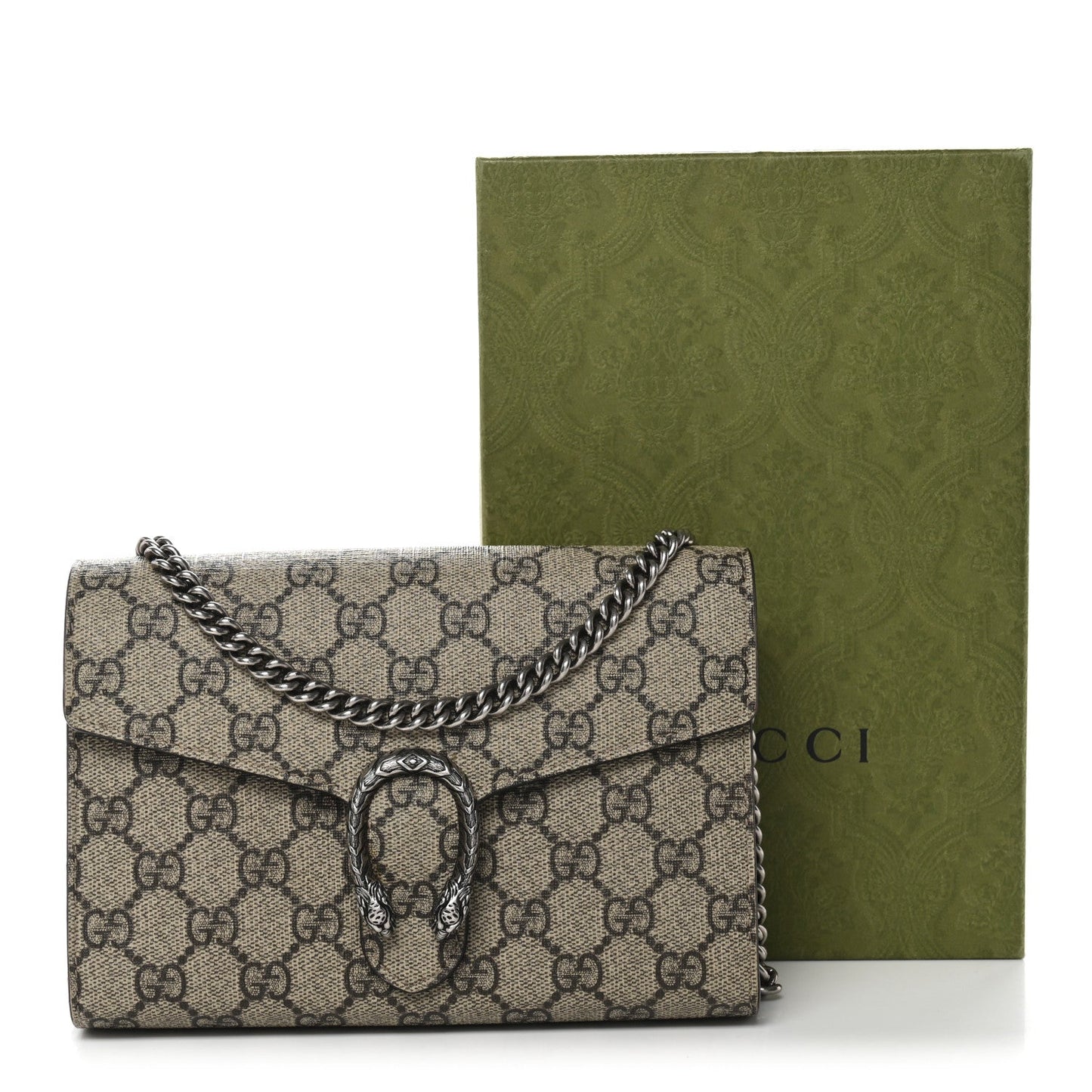 GG Supreme Monogram Mini Dionysus Chain Wallet Beige Taupe