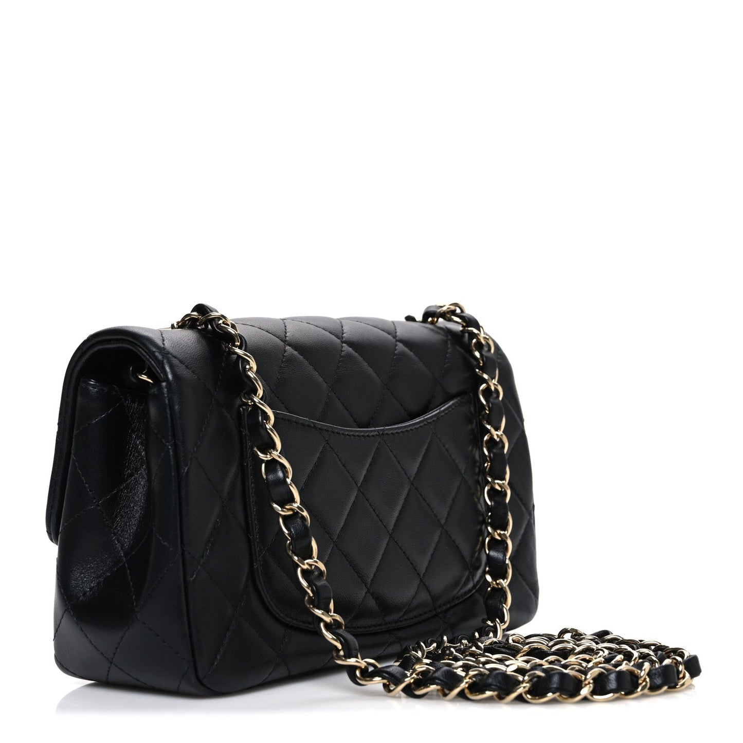 Lambskin Quilted Mini Rectangular Flap Black